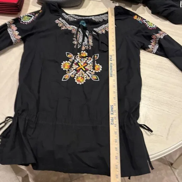 Double D Ranch Embroidered Blouse/Dress Size L Western Wear, Boho, Floral - Picture 8 of 8